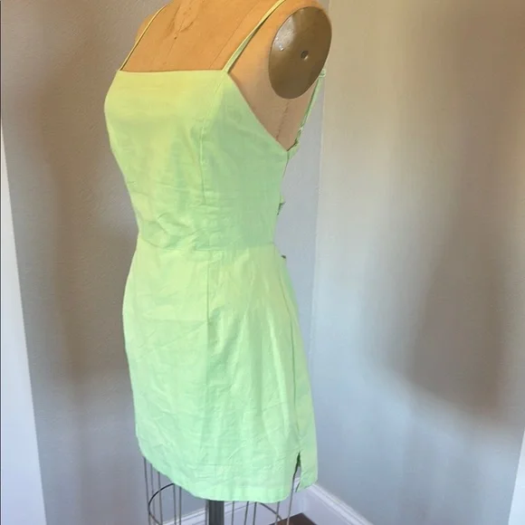 Mable- SZ L Mini Lime Green Spaghetti Strap Dress - Picture 5 of 11